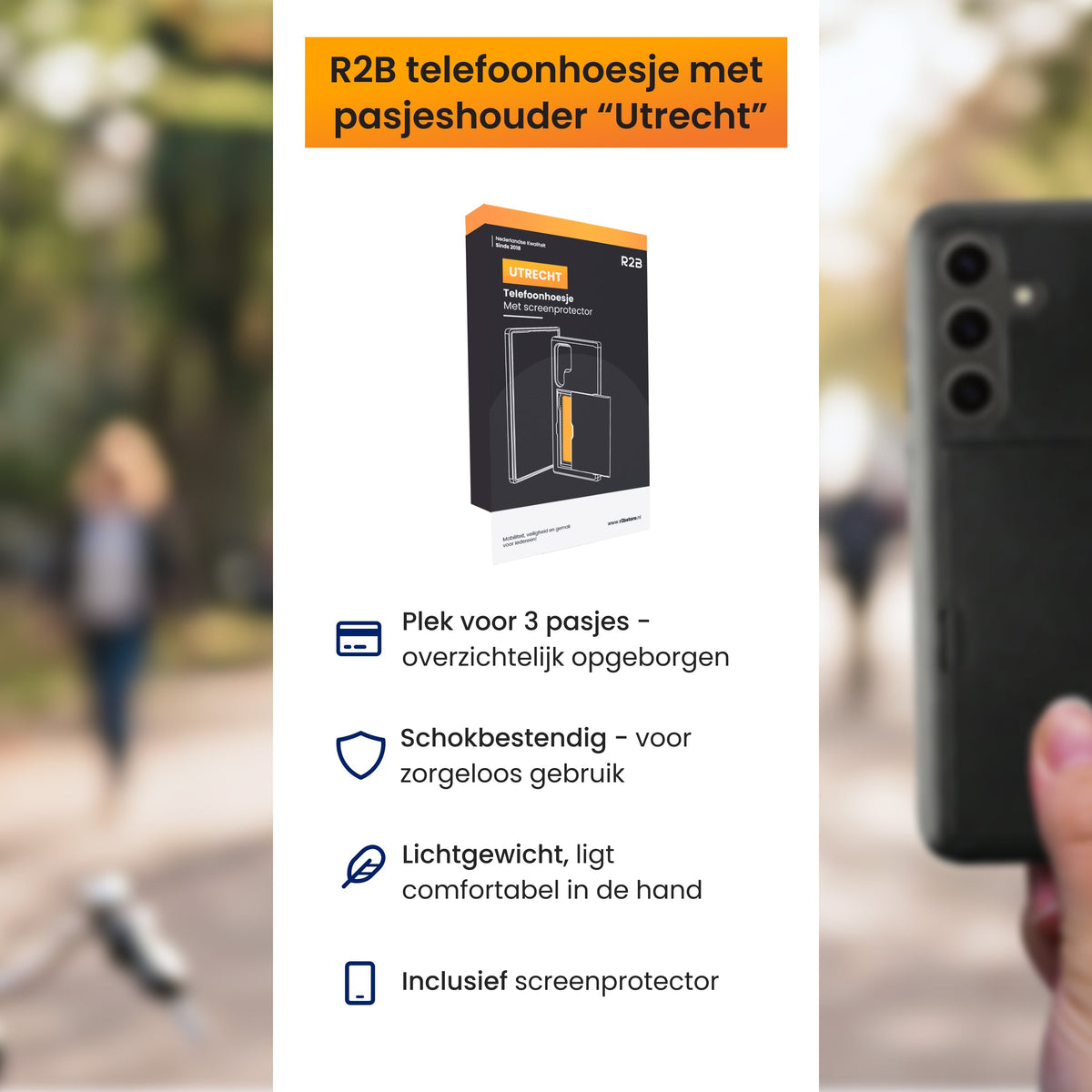 R2B Samsung A16 Hoesje Met Pasjeshouder - Incl. Screenprotector - 3 Pasjes