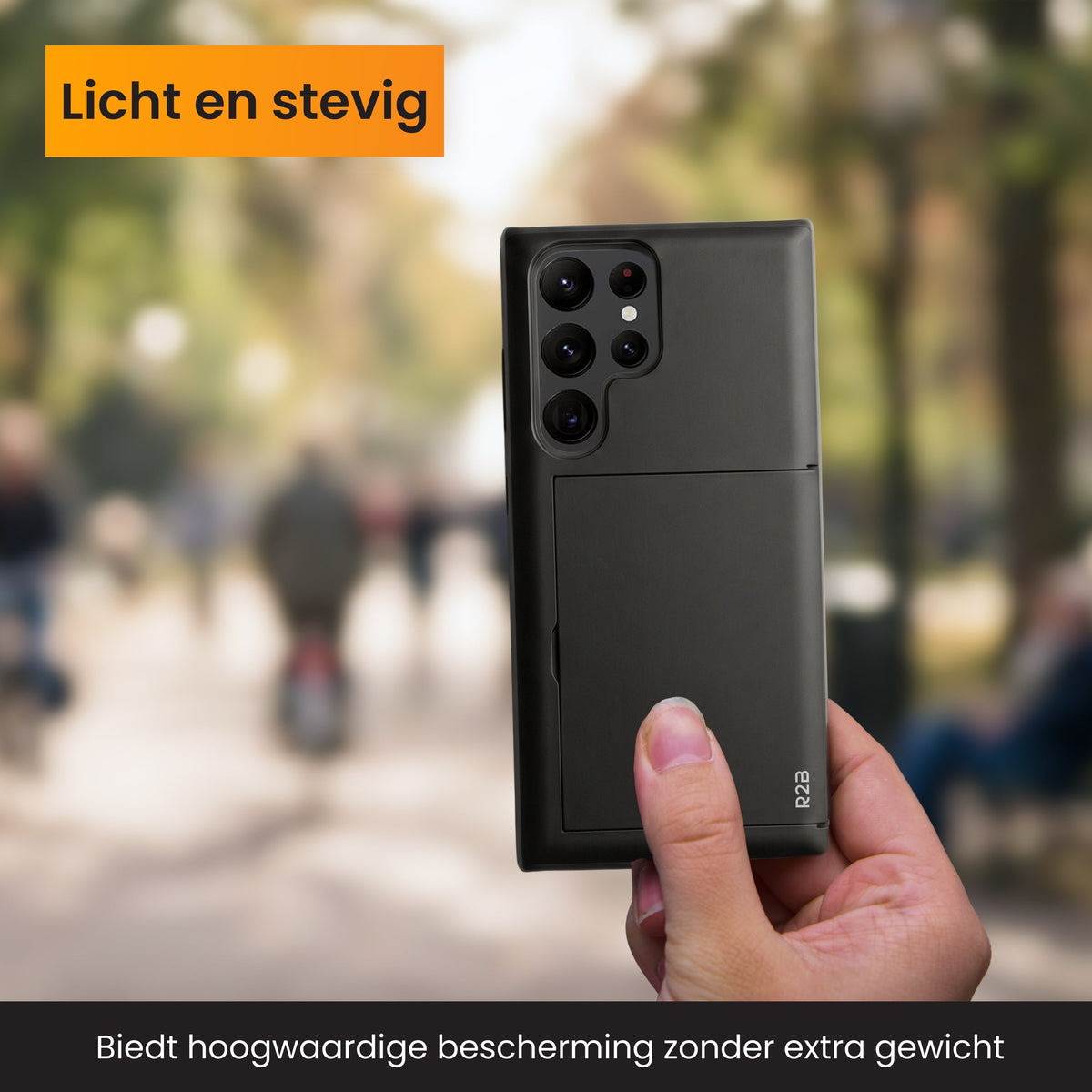 R2B Samsung S22 Ultra Hoesje Met Pasjeshouder - Incl. Screenprotector - 3 Pasjes - Telefoonhoesje