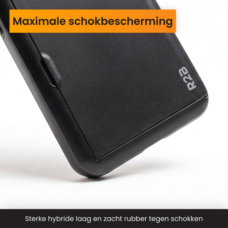 R2B Samsung S25 Edge Hoesje met pasjeshouder - 3 Pasjes - Stevig & Beschermend - Zwart