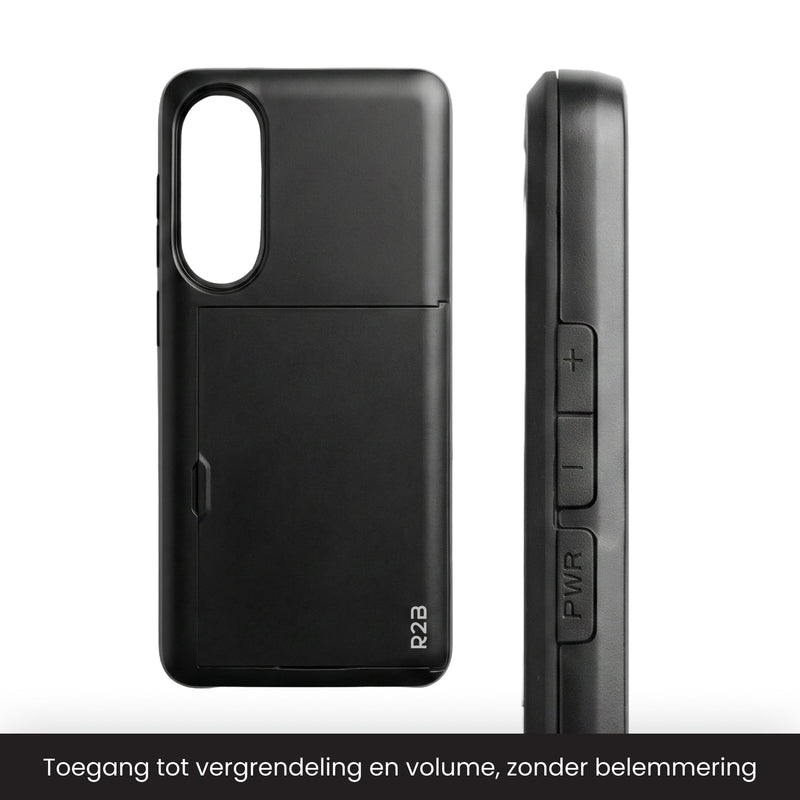 R2B Samsung S25 Edge Hoesje met pasjeshouder - 3 Pasjes - Stevig & Beschermend - Zwart