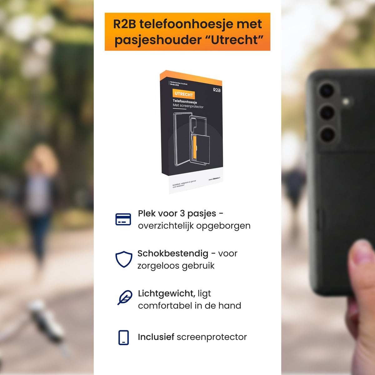 R2B Samsung S25 Hoesje Met Pasjeshouder - Incl. Screenprotector - 3 Pasjes - Telefoonhoesje