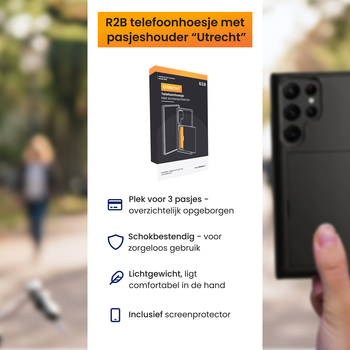 R2B Samsung S25 Ultra Hoesje Met Pasjeshouder - Incl. Screenprotector - 3 Pasjes - Telefoonhoesje
