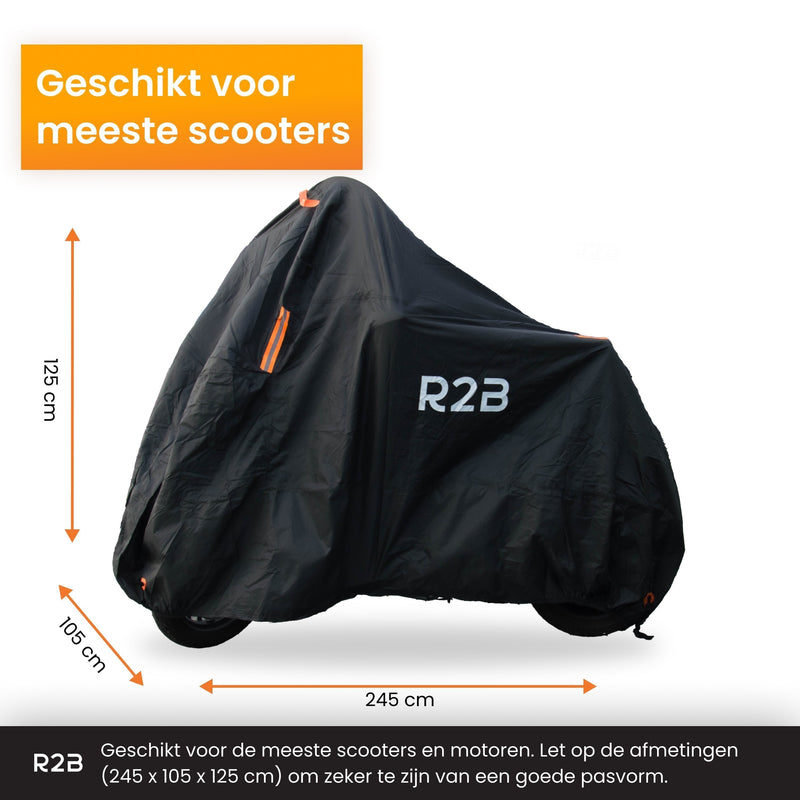 R2B Scooterhoes & Motorhoes Waterdicht buiten - Universeel - Scooter hoes incl. Opbergzak - Scooterhoes