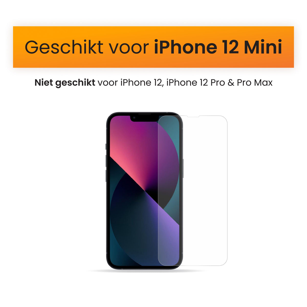 R2B Screenprotector iPhone 12 Mini - Tempered Glass - Installatieframe & Doekjes