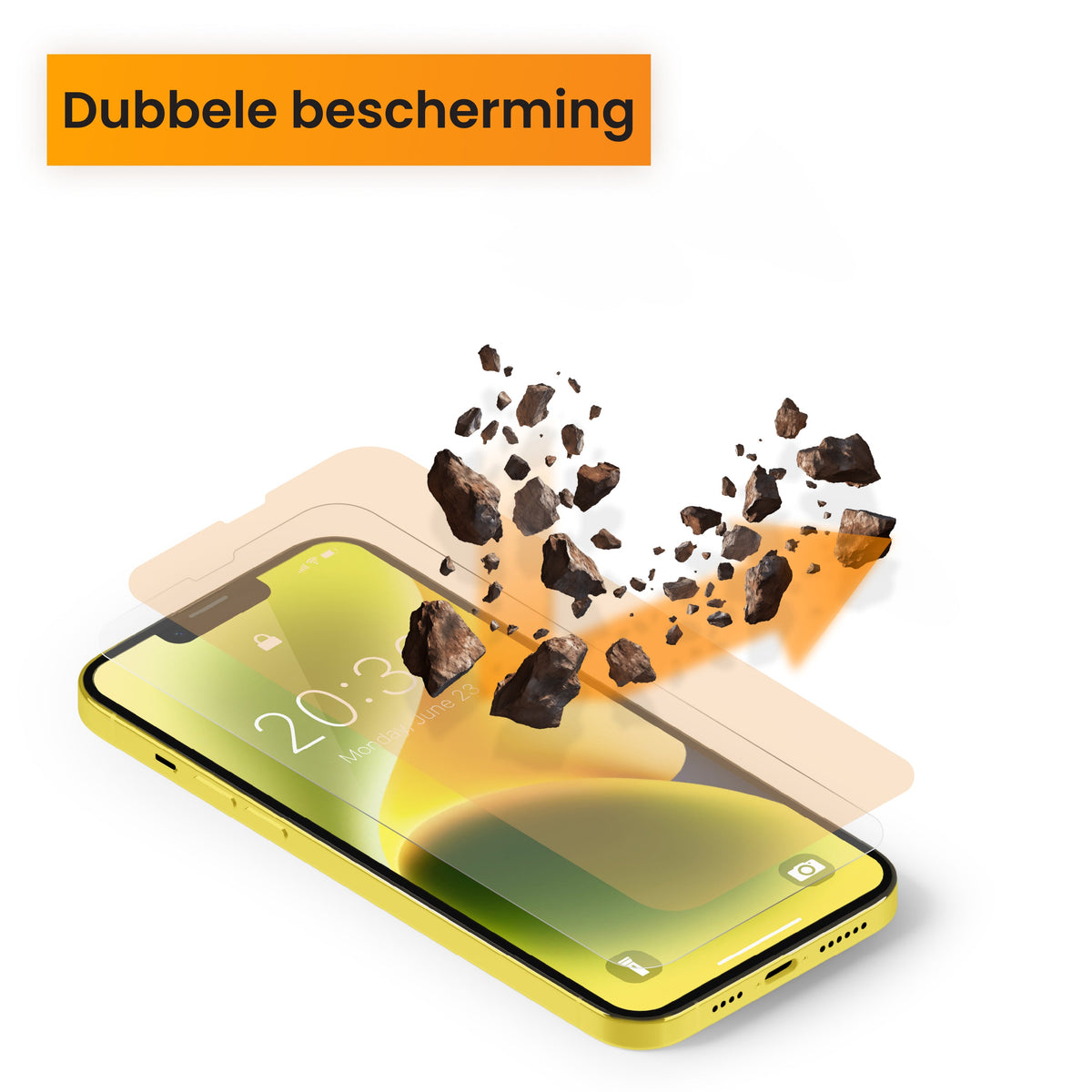 R2B Screenprotector iPhone 13 & 13 Pro - Tempered Glass - Installatieframe & Doekjes
