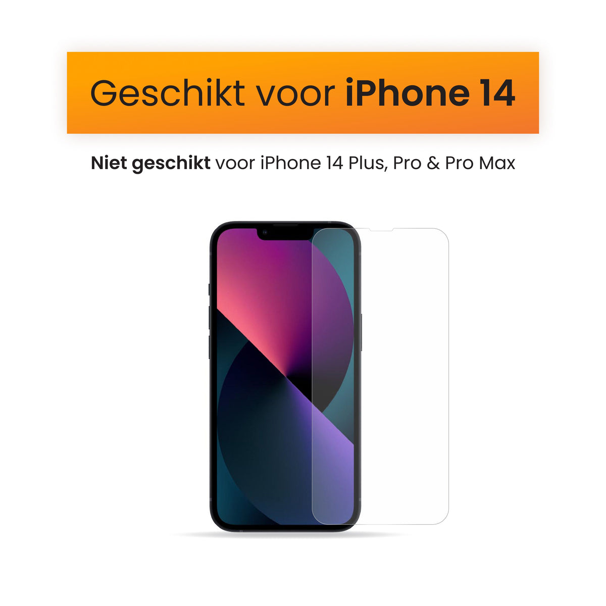 R2B Screenprotector iPhone 14 - Tempered Glass - Installatieframe & Doekjes