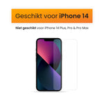 R2B Screenprotector iPhone 14 - Tempered Glass - Installatieframe & Doekjes