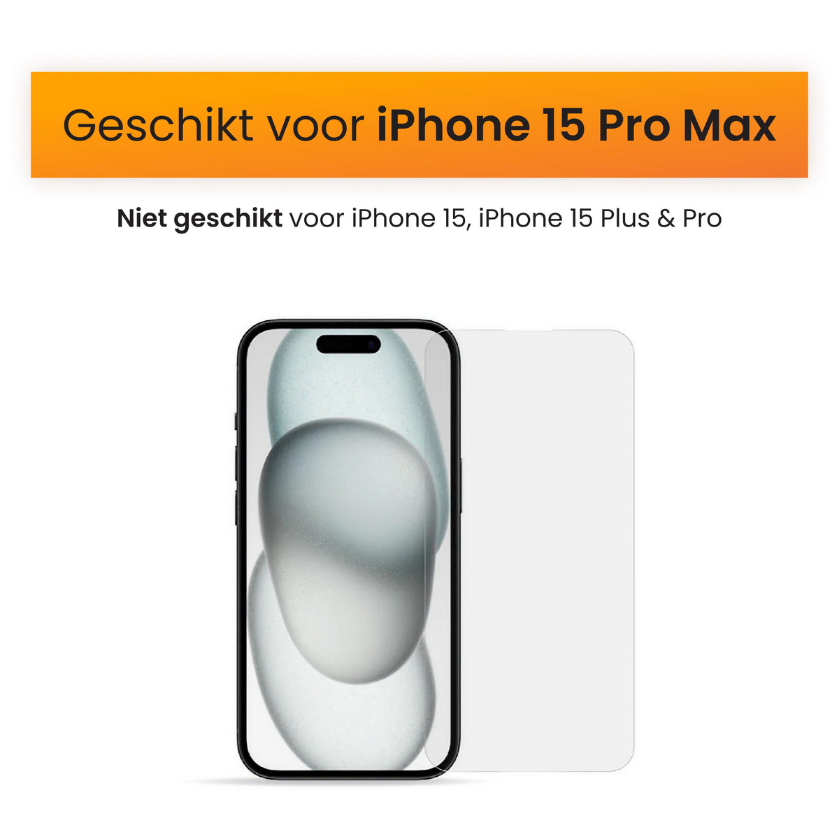 R2B Screenprotector iPhone 15 Pro Max - Tempered Glass - Installatieframe & Doekjes