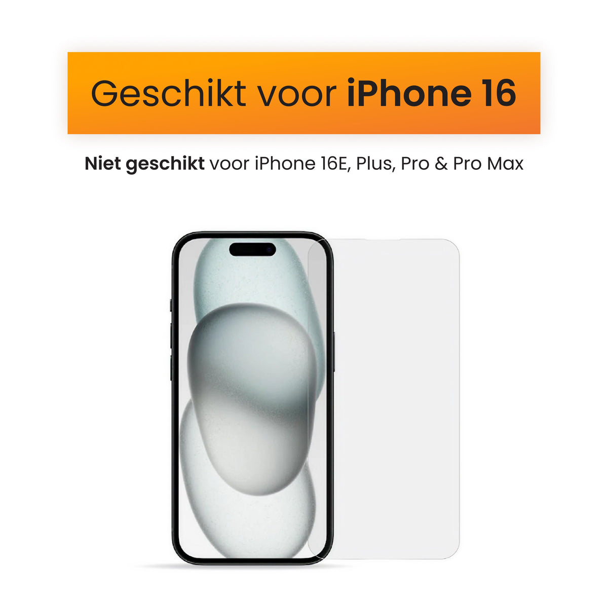 R2B Screenprotector iPhone 16 - Tempered Glass - Installatieframe & Doekjes