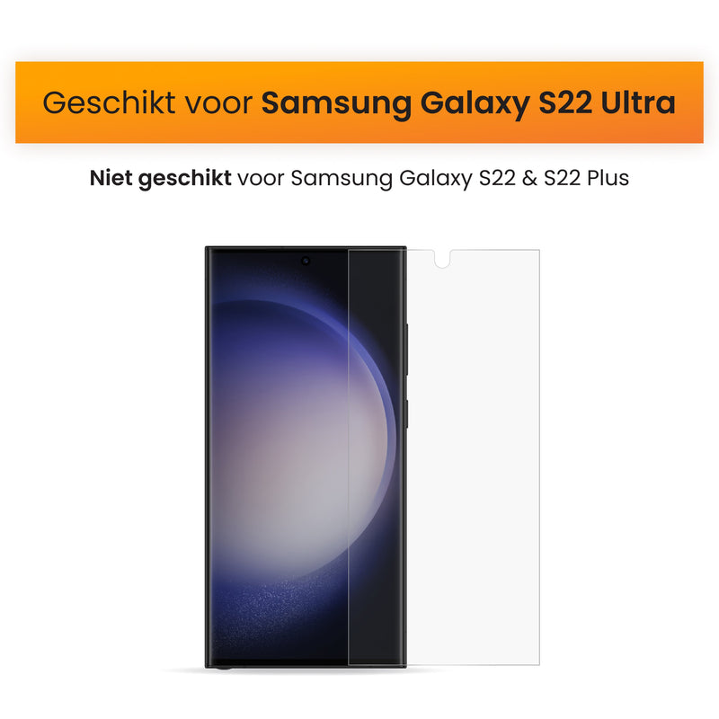 R2B Screenprotector Samsung S22 Ultra - Tempered Glass - Met Reinigingskit