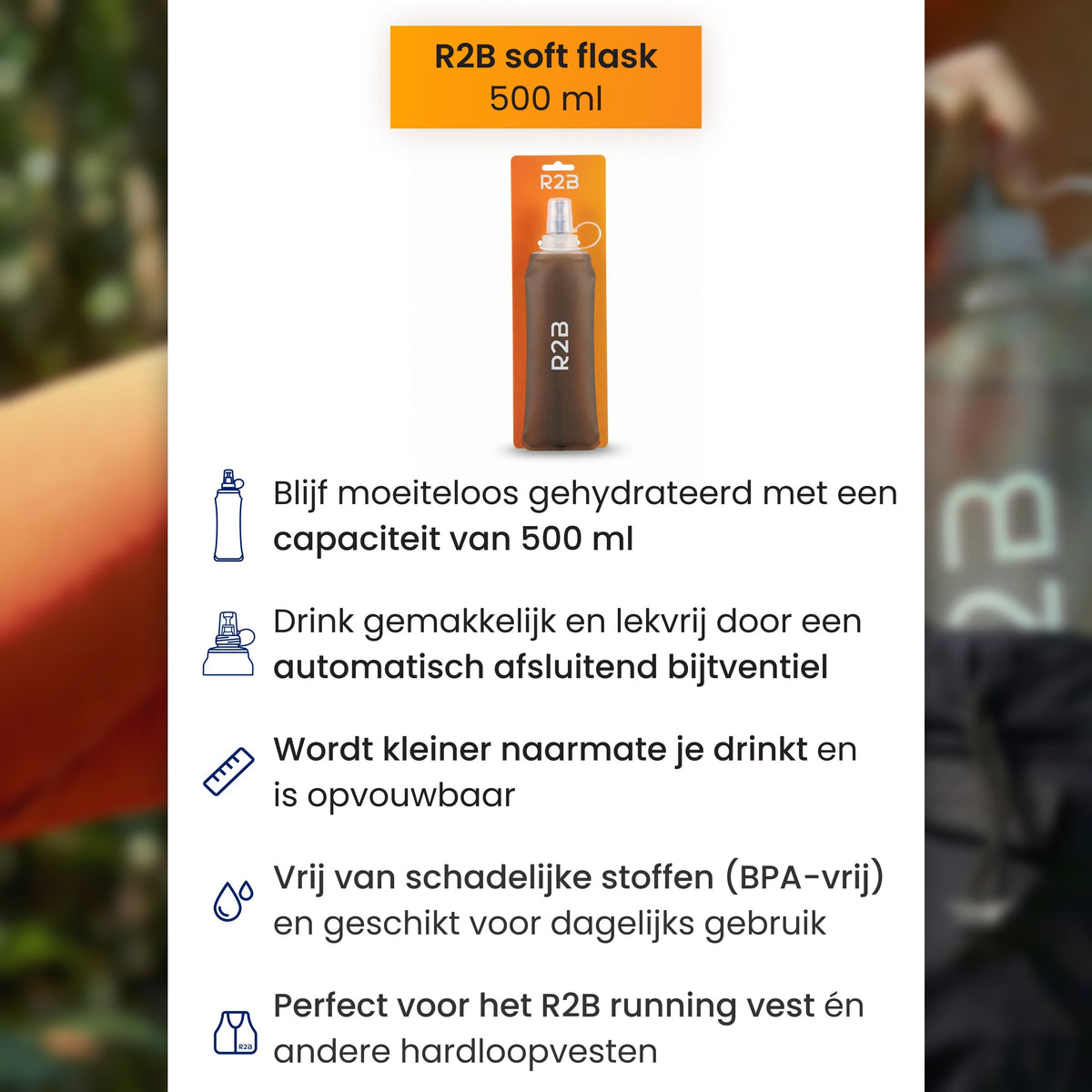R2B Soft Flask 500 ML - Opvouwbare Waterfles Hardlopen
