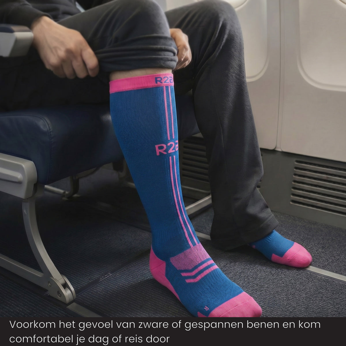 R2B Sport Compressiekousen Blauw Dames/Heren - Compressiesokken hardlopen