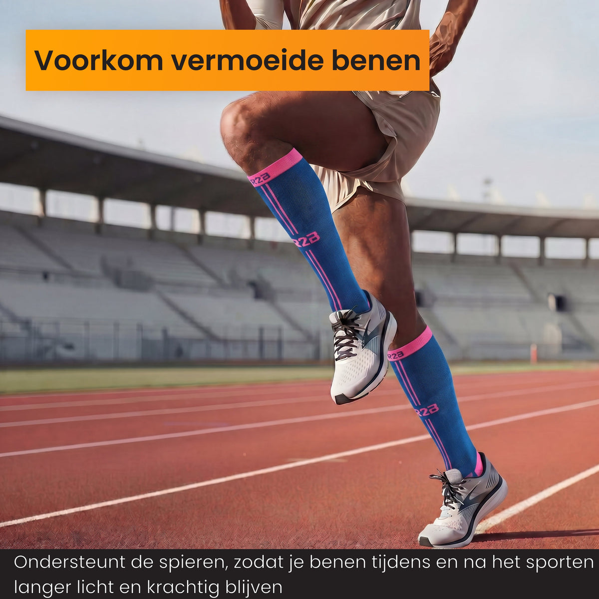 R2B Sport Compressiekousen Blauw Dames/Heren - Compressiesokken hardlopen