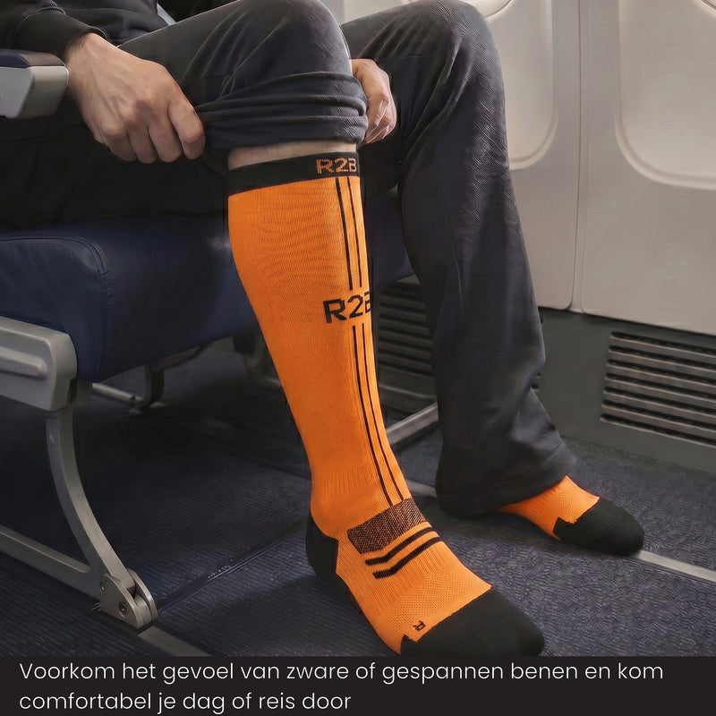 R2B Sport Compressiekousen Oranje Dames/Heren - Compressiesokken hardlopen