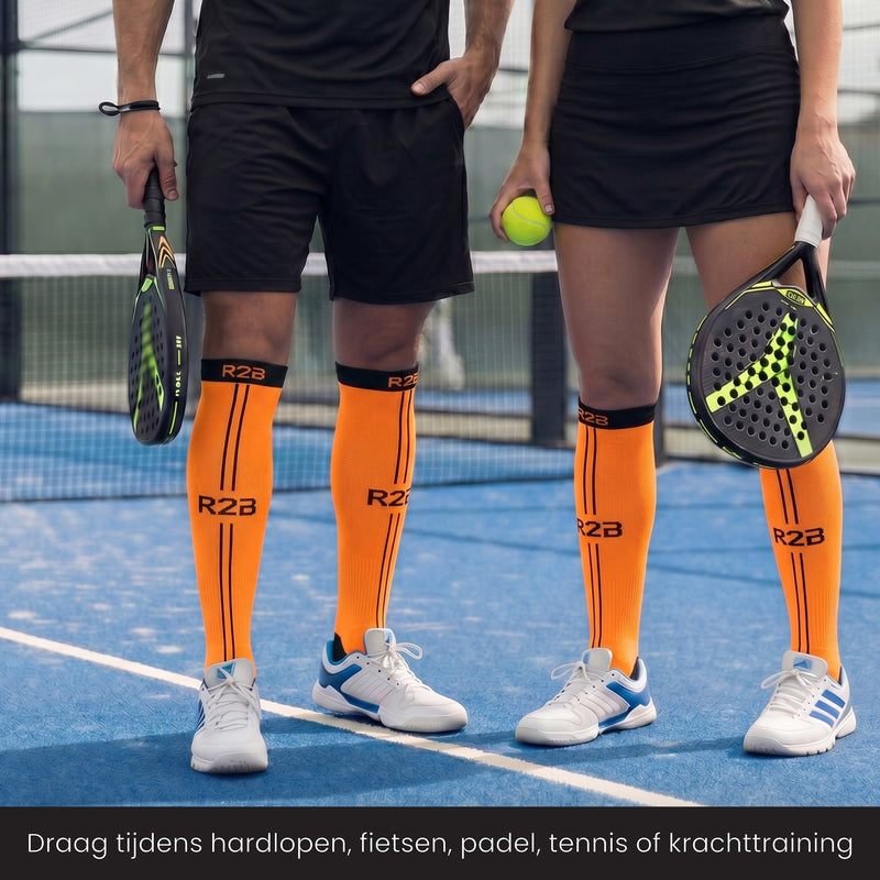R2B Sport Compressiekousen Oranje Dames/Heren - Compressiesokken hardlopen