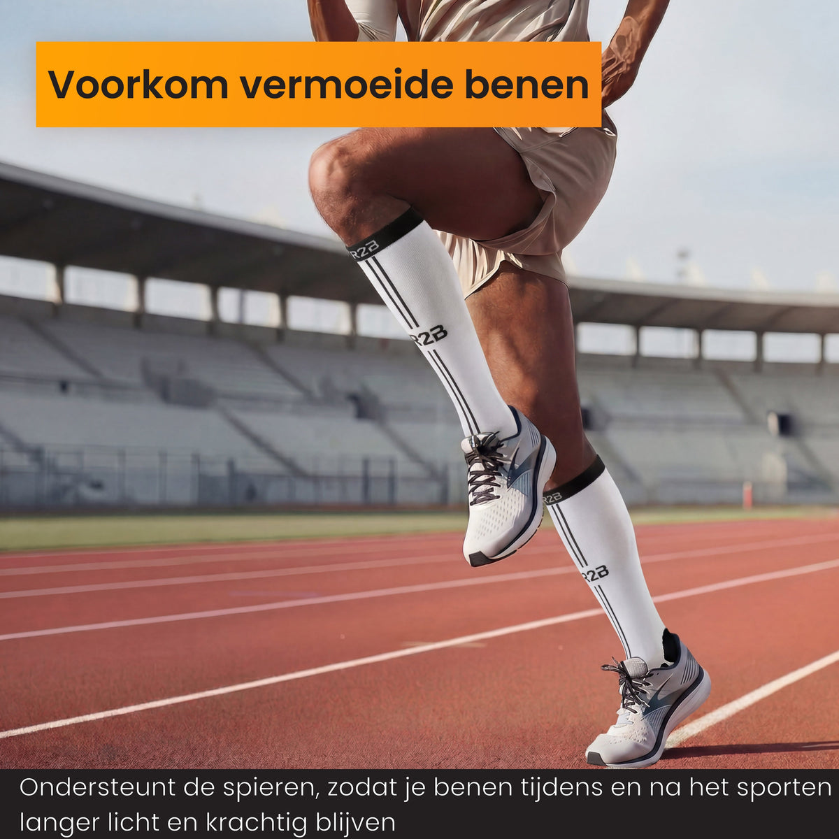 R2B Sport Compressiekousen Wit Dames/Heren - Compressiesokken hardlopen