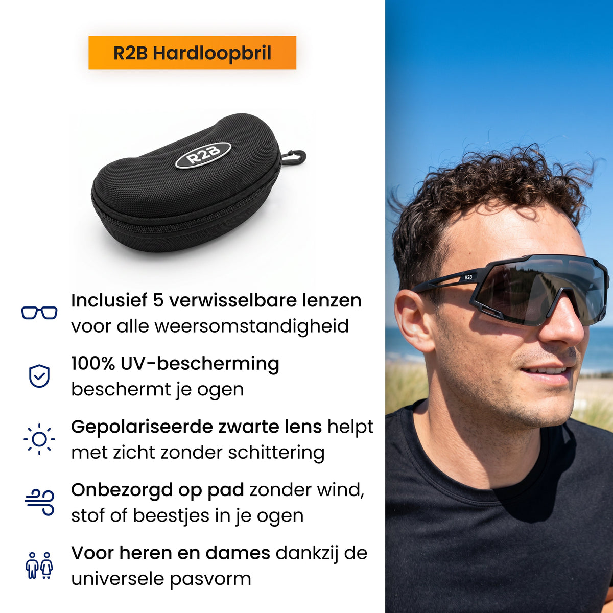 R2B Sport Zonnebril met 5 Verwisselbare Lenzen