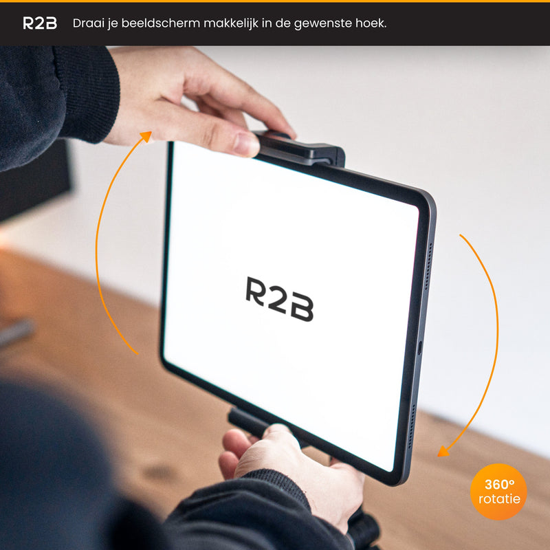 R2B Tablet houder met verstelbare arm voor bureau, keuken etc. - Model Arnhem - Tablethouders - R2B Store