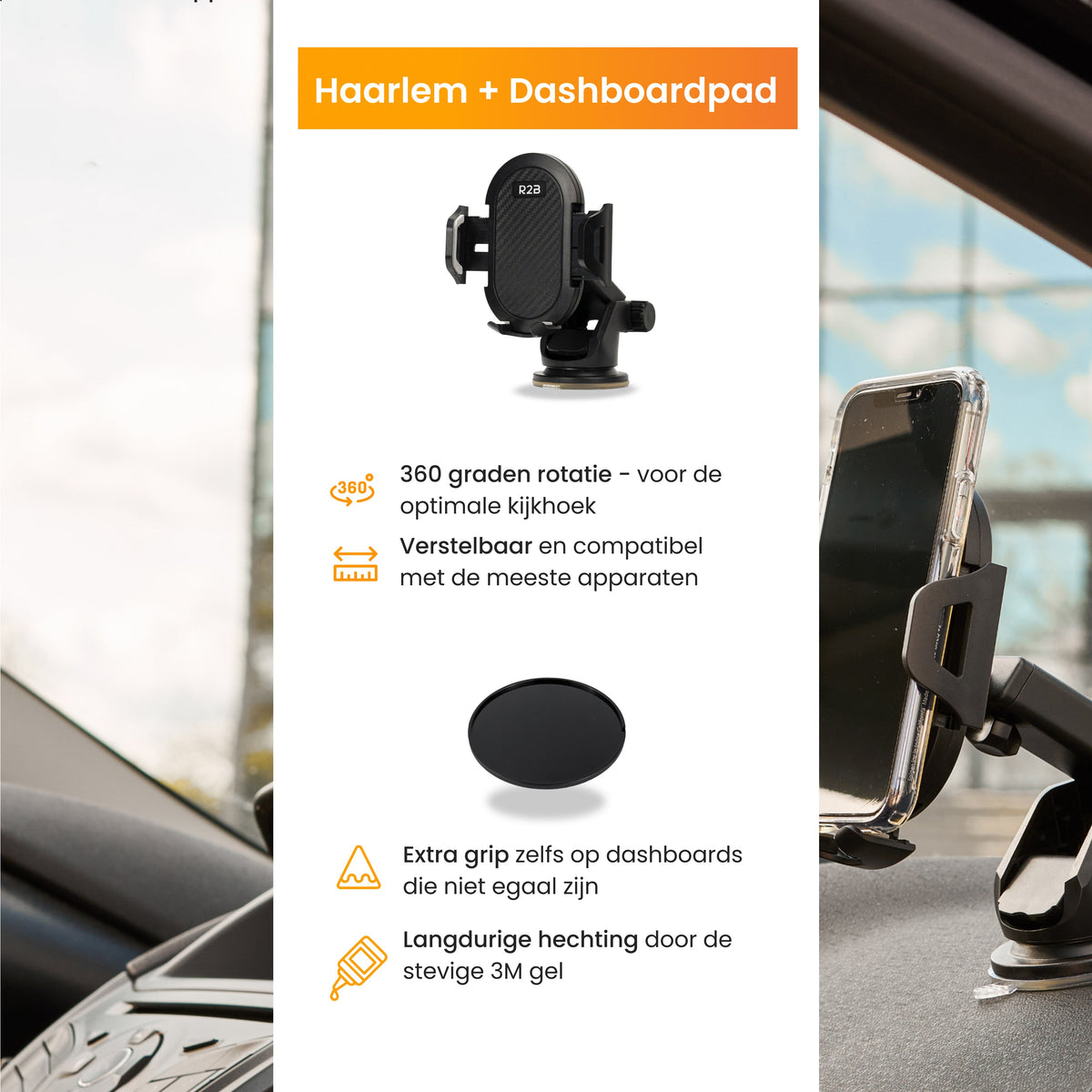 R2B Telefoonhouder Auto - Dashboardpad - Raam Dashboard Ventilatierooster