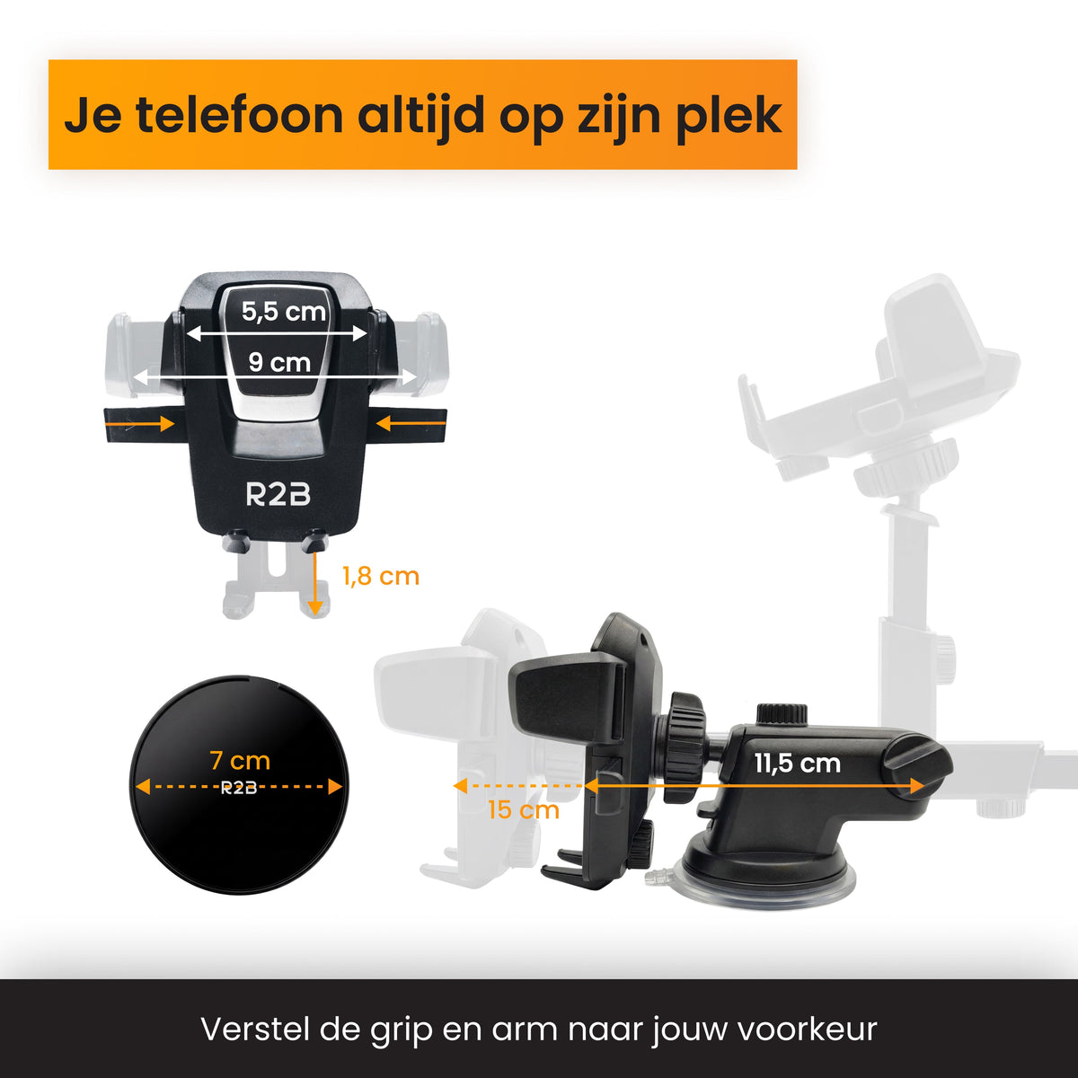 R2B Telefoonhouder Auto - Dashboardpad - Raam en Dashboard - Telefoonhouder auto