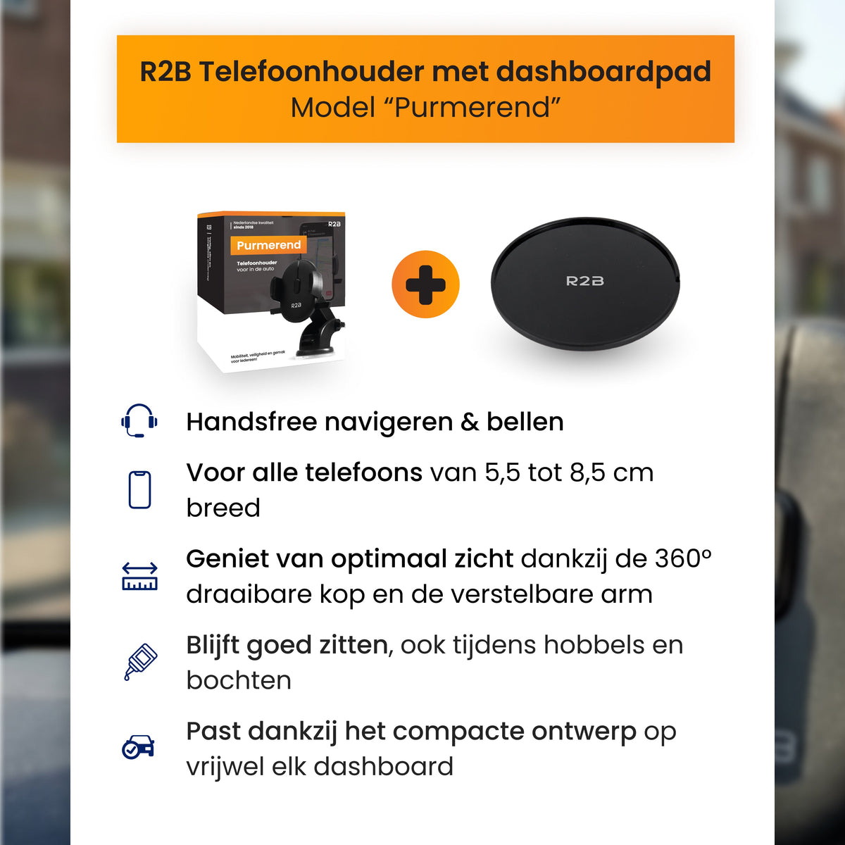 R2B Telefoonhouder Auto - Dashboardpad - Raam en Dashboard