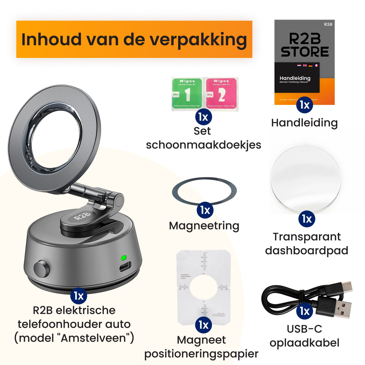 R2B Telefoonhouder Auto - Elektrische Vacuüm Zuignap - Telefoonhouder auto