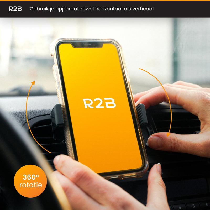R2B Telefoonhouder auto met 360 graden rotatie - Voor ventilatierooster - Model Hilversum - R2B Store