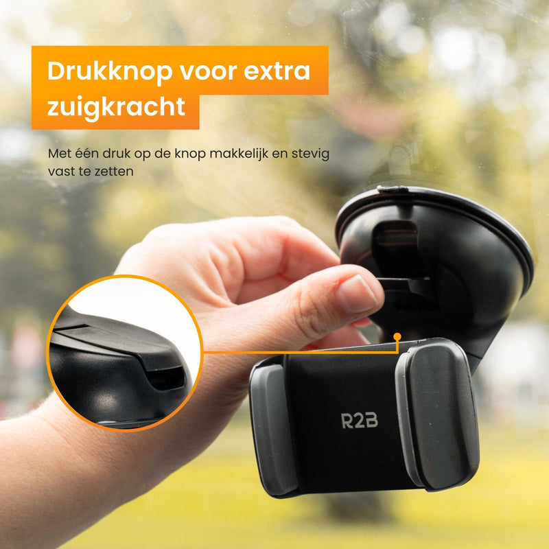 R2B Telefoonhouder auto met zuignap - Voor raam/dashboard - Model Hoorn - R2B Store