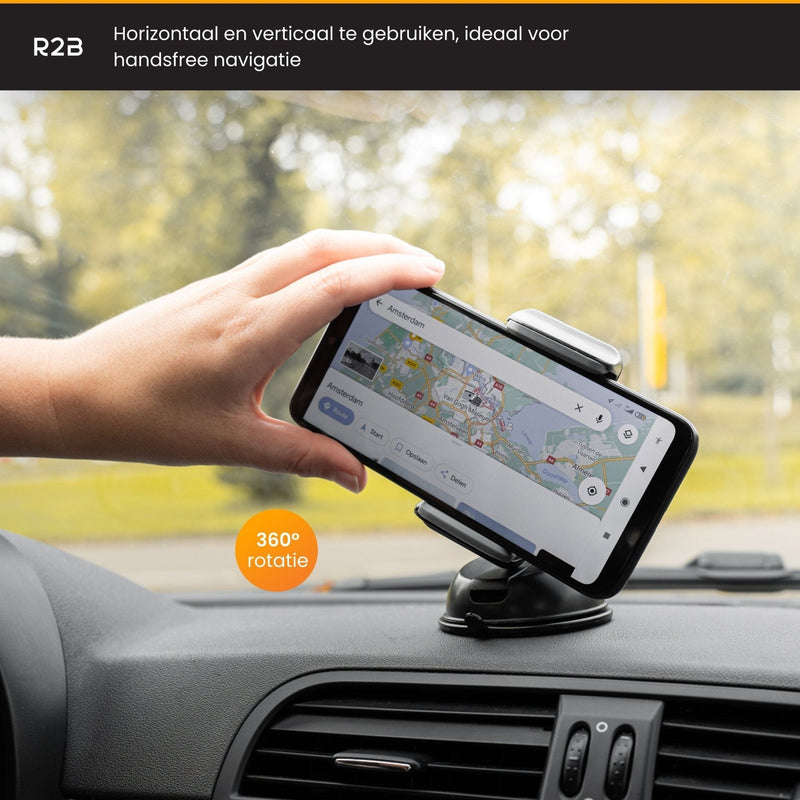 R2B Telefoonhouder auto met zuignap - Voor raam/dashboard - Model Hoorn - R2B Store