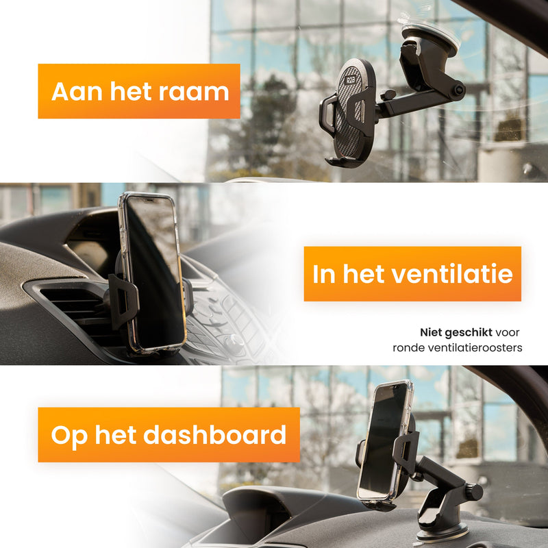 R2B Telefoonhouder auto voor raam/dashboard/ventilatierooster - Model Haarlem - Telefoonhouder auto