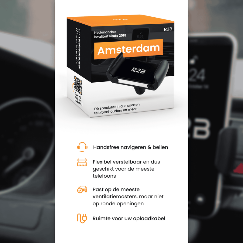 R2B Telefoonhouder auto voor ventilatierooster - Model Amsterdam - Telefoonhouder auto