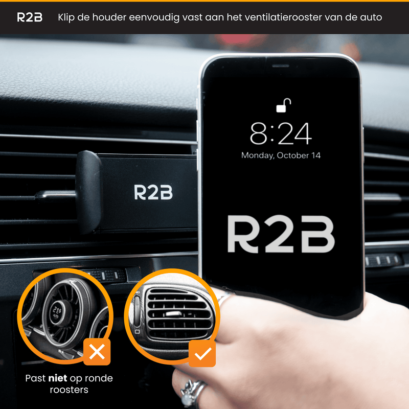 R2B Telefoonhouder auto voor ventilatierooster - Model Amsterdam - Telefoonhouder auto