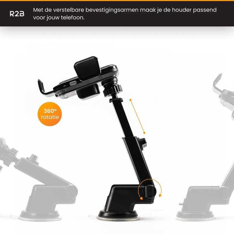 R2B Telefoonhouder auto zuignap met draadloos opladen - Model Alkmaar - R2B Store