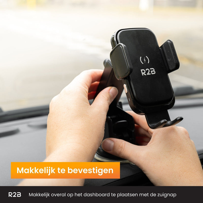 R2B Telefoonhouder auto zuignap met draadloos opladen - Model Alkmaar - R2B Store