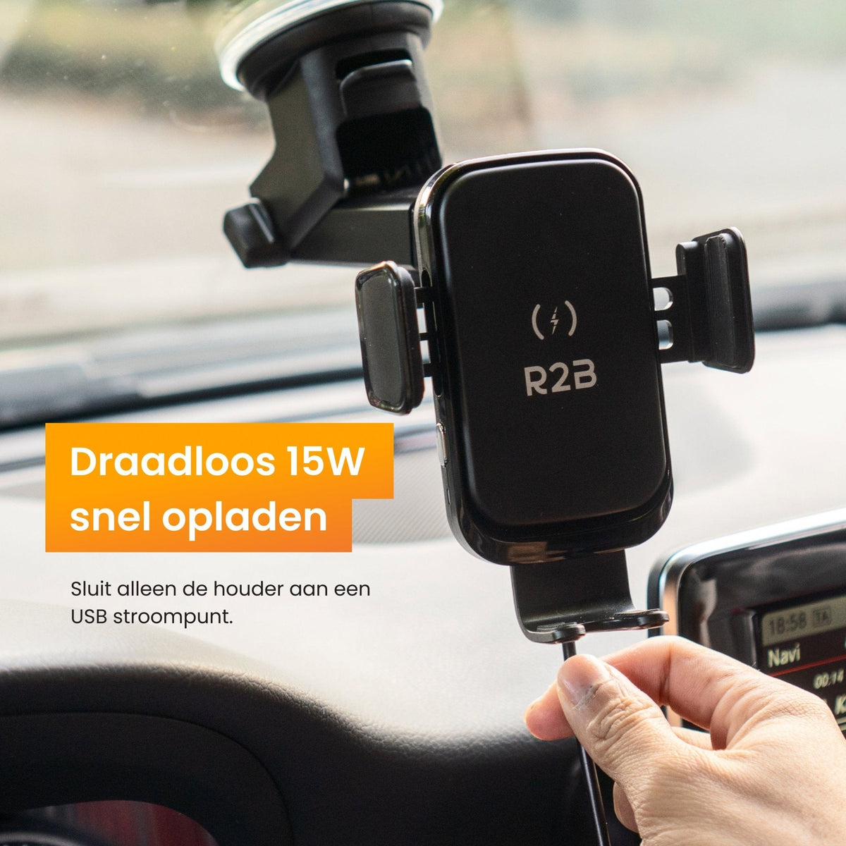 R2B Telefoonhouder Auto - Draadloze Oplader - Raam Dashboard Ventilatierooster - Telefoonhouder auto