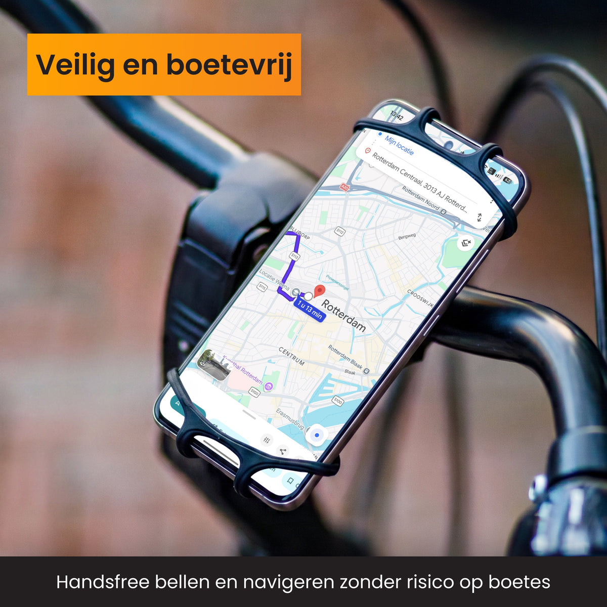R2B Telefoonhouder Fiets Elastisch - 360° Rotatie - Telefoonhouder fiets