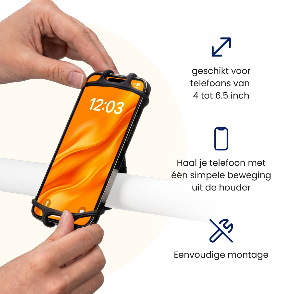 R2B Telefoonhouder Fiets Elastisch - 360° Rotatie - Telefoonhouder fiets