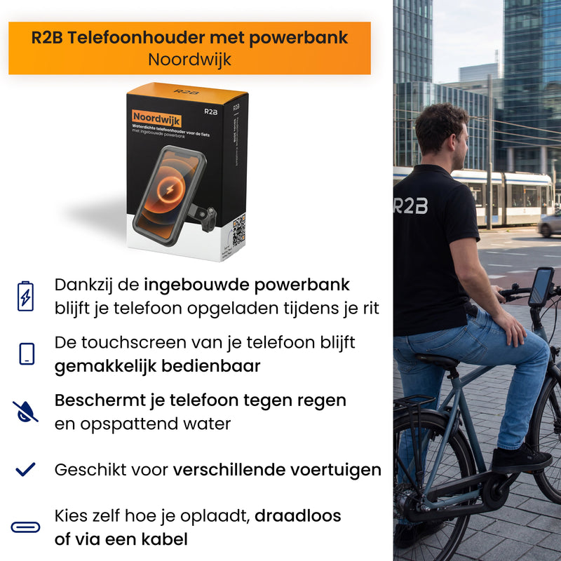 R2B Telefoonhouder Fiets met Powerbank 5000 mAh