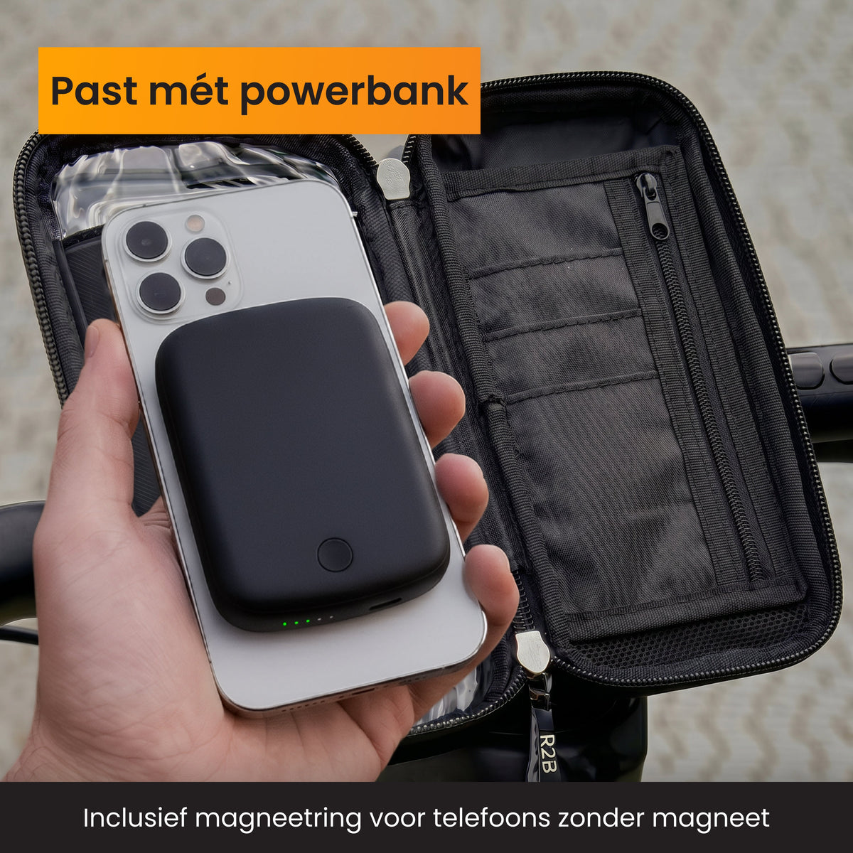 R2B Telefoonhouder Fiets Motor Scooter + Magsafe Powerbank - Telefoonhouder fiets