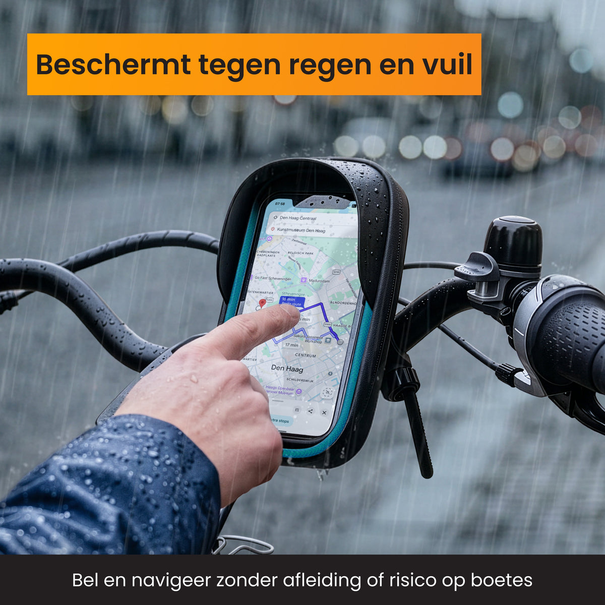 R2B Telefoonhouder Fiets Motor Scooter + Magsafe Powerbank - Zwart/Blauw - Telefoonhouder fiets