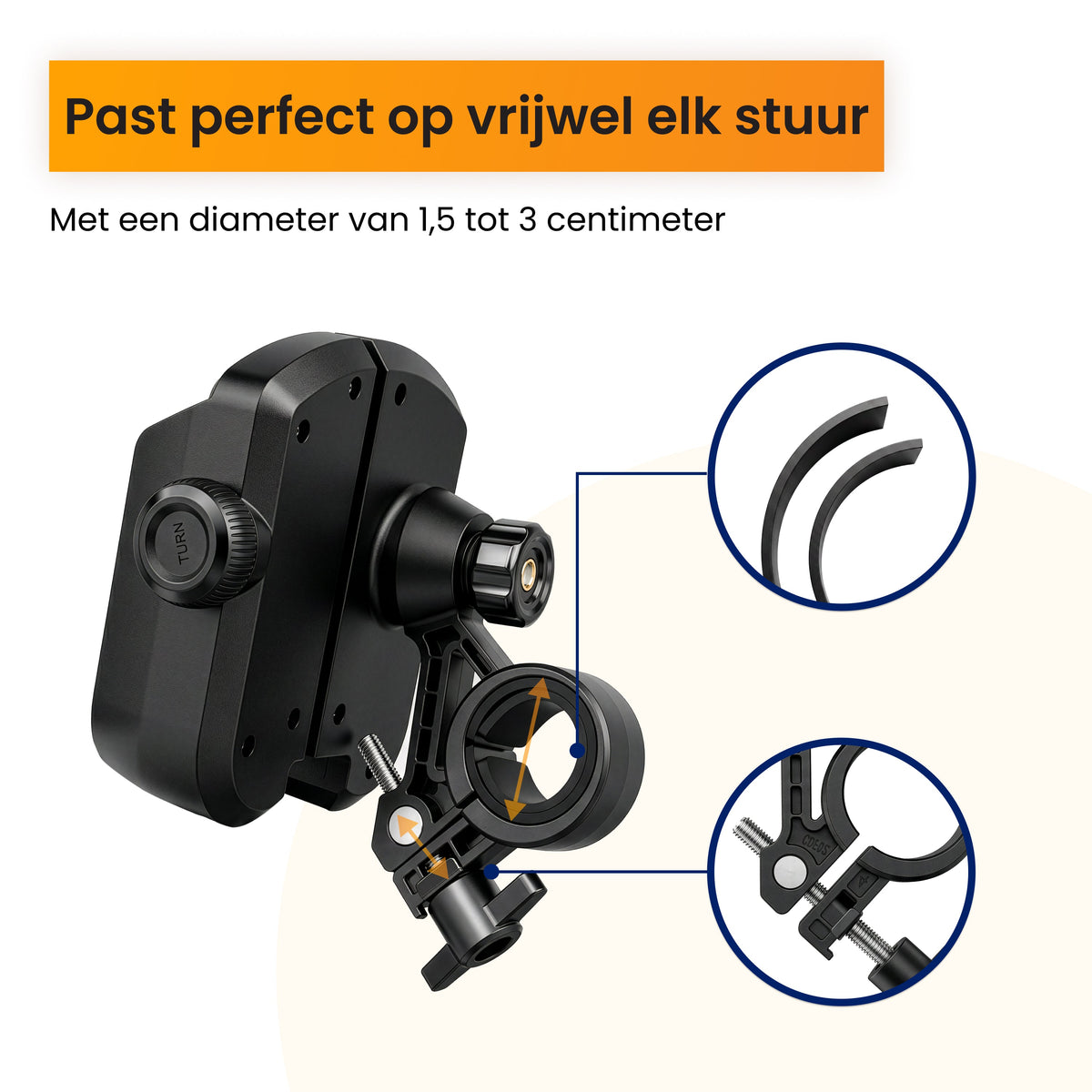 R2B Telefoonhouder Fiets Motor Scooter met Stevige Draaiklem