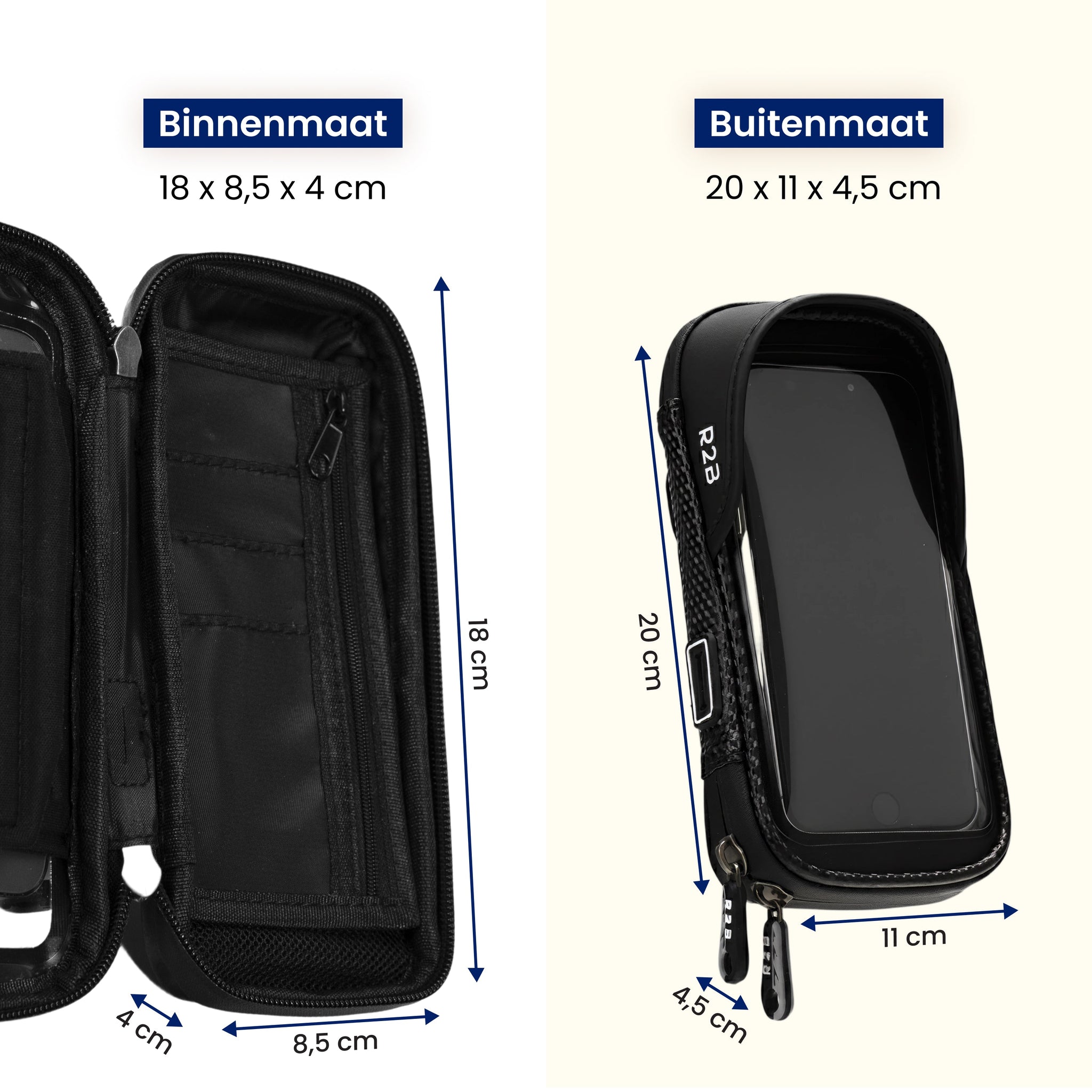 R2B Telefoonhouder Fiets Motor Scooter + Powerbank 10.000 mAh - Waterdicht & Robuust - Telefoonhouder fiets