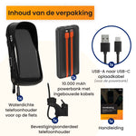 R2B Telefoonhouder Fiets Motor Scooter + Powerbank 10.000 mAh - Waterdicht & Robuust - Telefoonhouder fiets