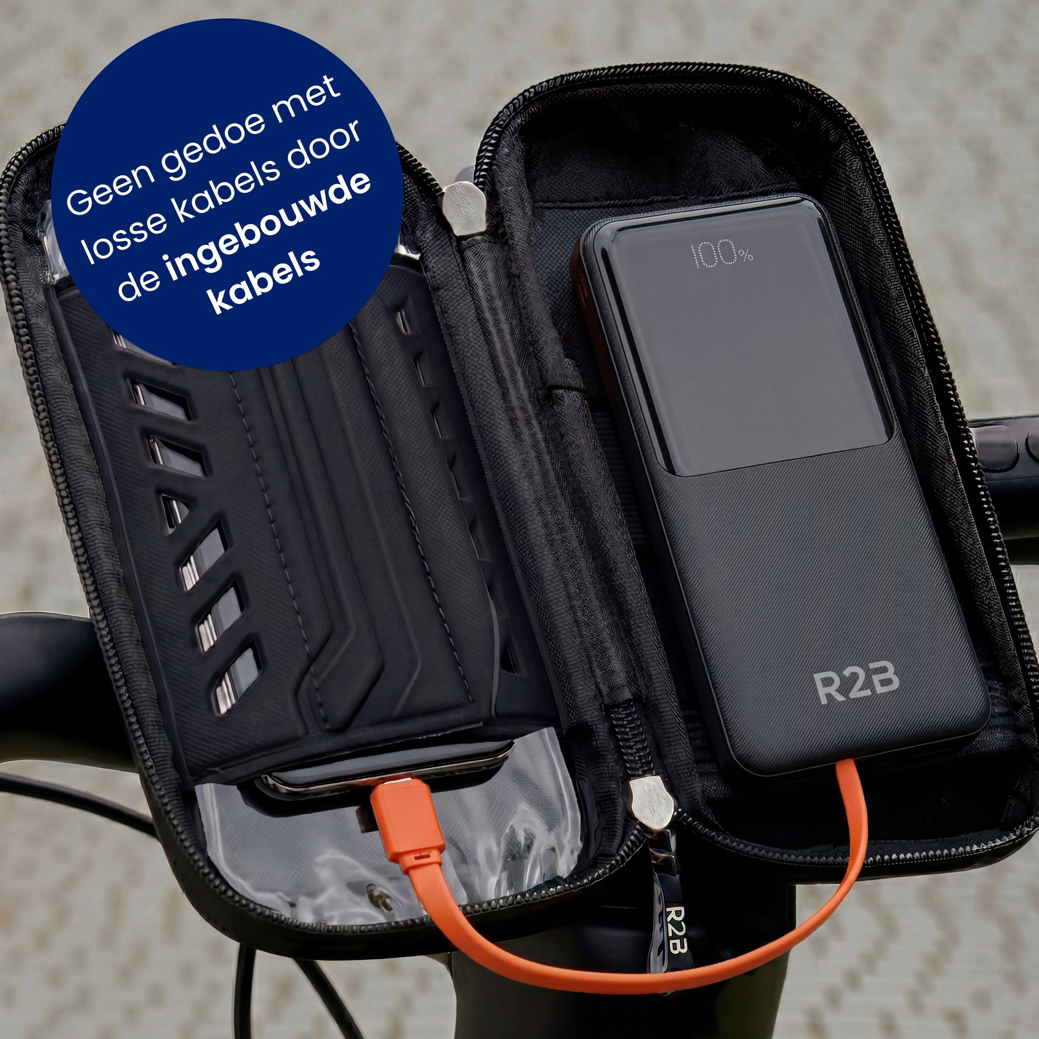 R2B Telefoonhouder Fiets Motor Scooter + Powerbank 10.000 mAh - Waterdicht & Robuust - Telefoonhouder fiets