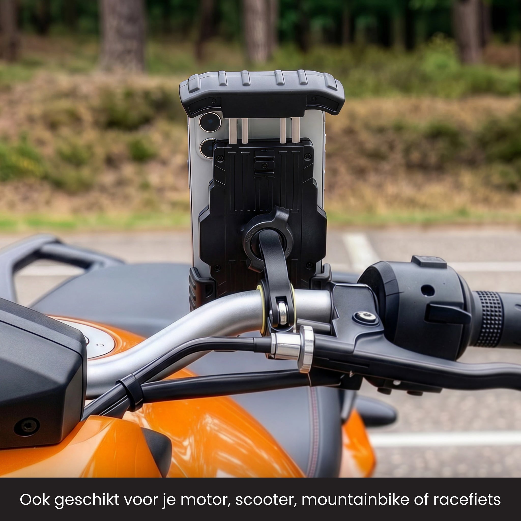 R2B Telefoonhouder Fiets Motor Scooter - Safety Lock Systeem - 360° Rotatie & Kantelbaar - Schokbestendig