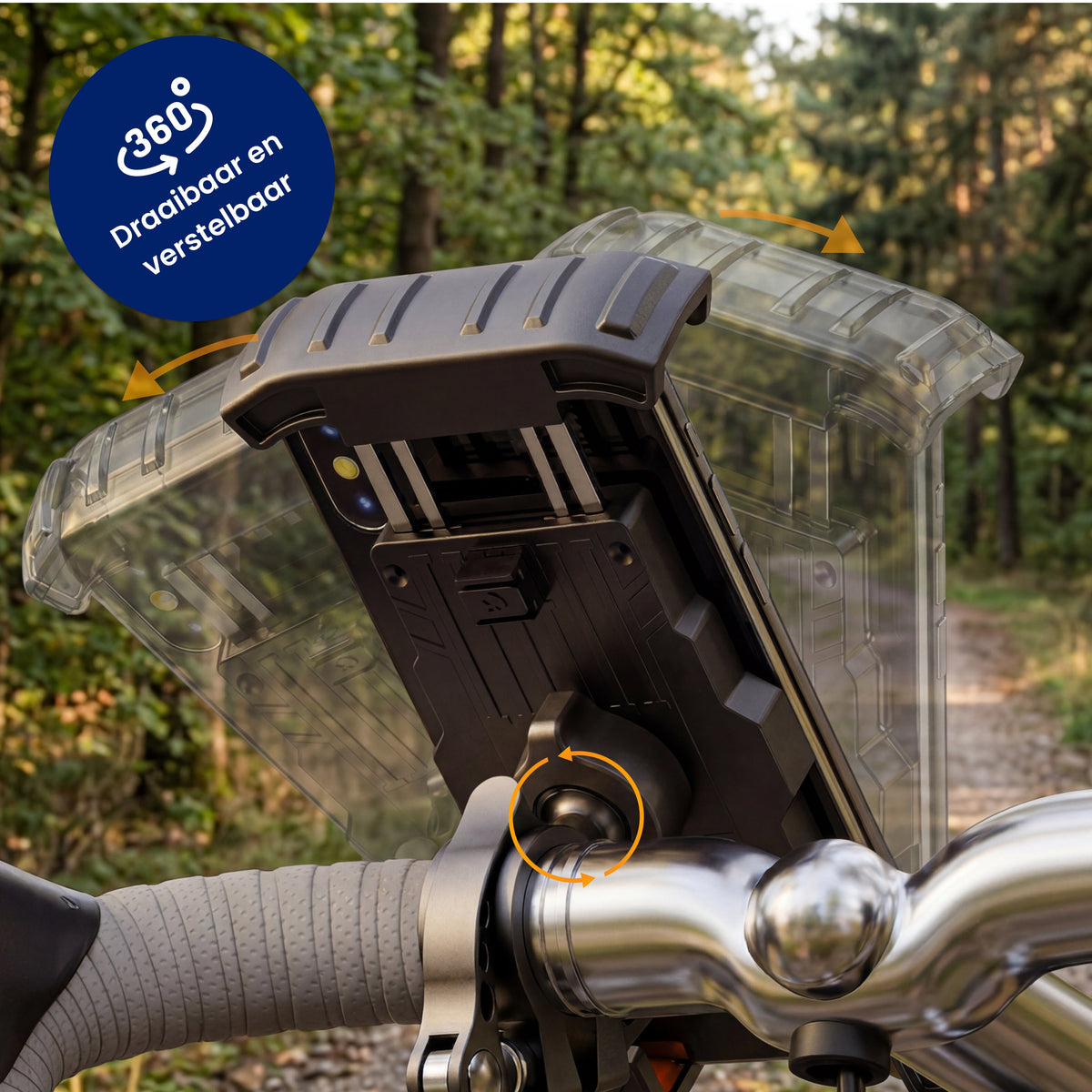 R2B Telefoonhouder Fiets Motor Scooter - Safety Lock Systeem - 360° Rotatie & Kantelbaar - Schokbestendig