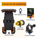 R2B Telefoonhouder Fiets Motor Scooter - Safety Lock Systeem - 360° Rotatie & Kantelbaar - Schokbestendig