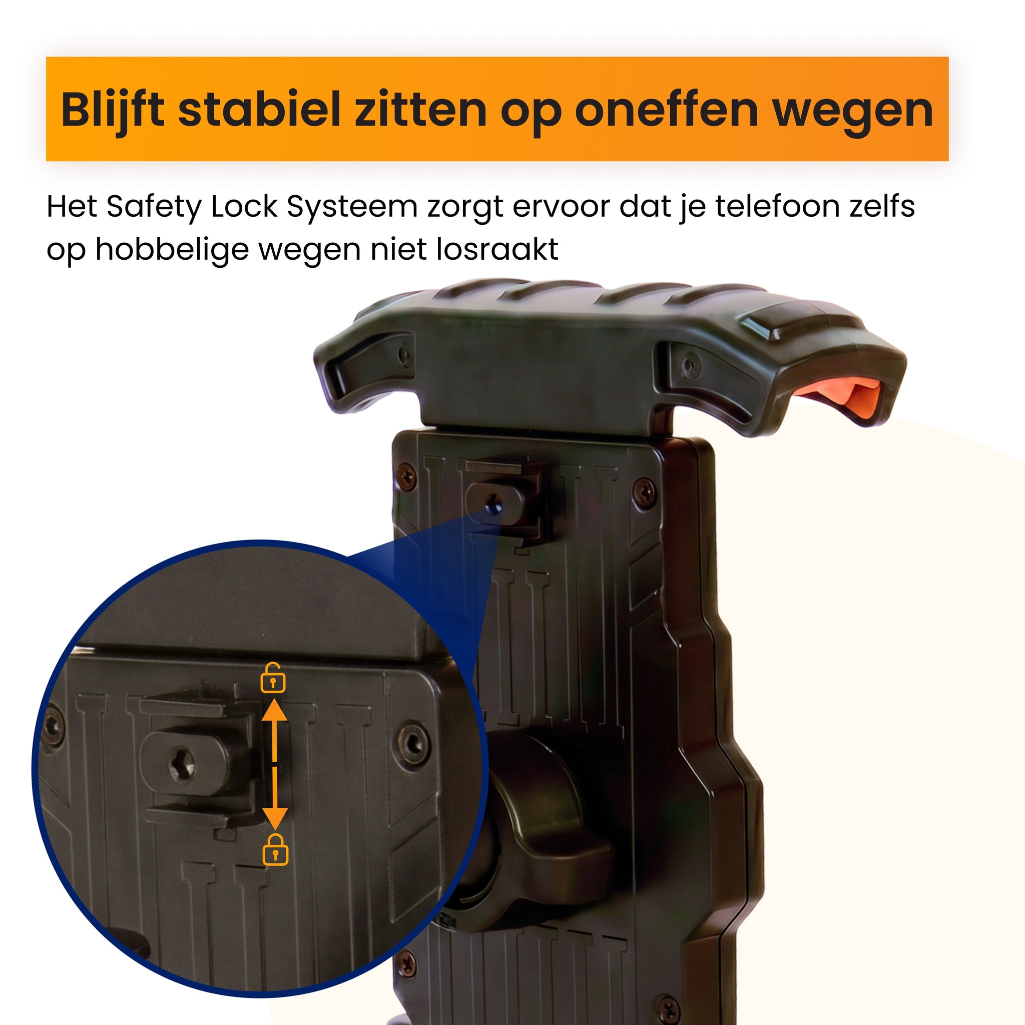 R2B Telefoonhouder Fiets Motor Scooter - Safety Lock Systeem - 360° Rotatie & Kantelbaar - Schokbestendig