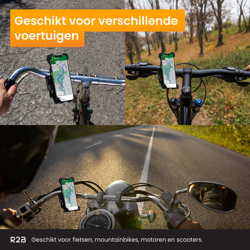 R2B Telefoonhouder fiets scooter en motor met kliksysteem - Model Gouda - Telefoonhouder fiets