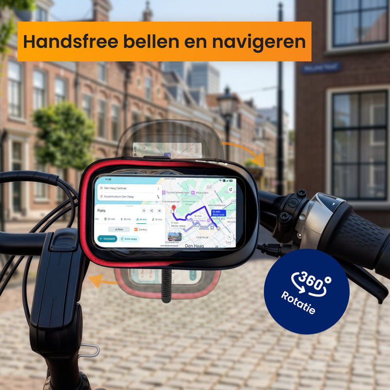 R2B Telefoonhouder Fiets Scooter Motor - Waterdicht & Compact - Opbergvak - Zwart/Rood - Telefoonhouder fiets